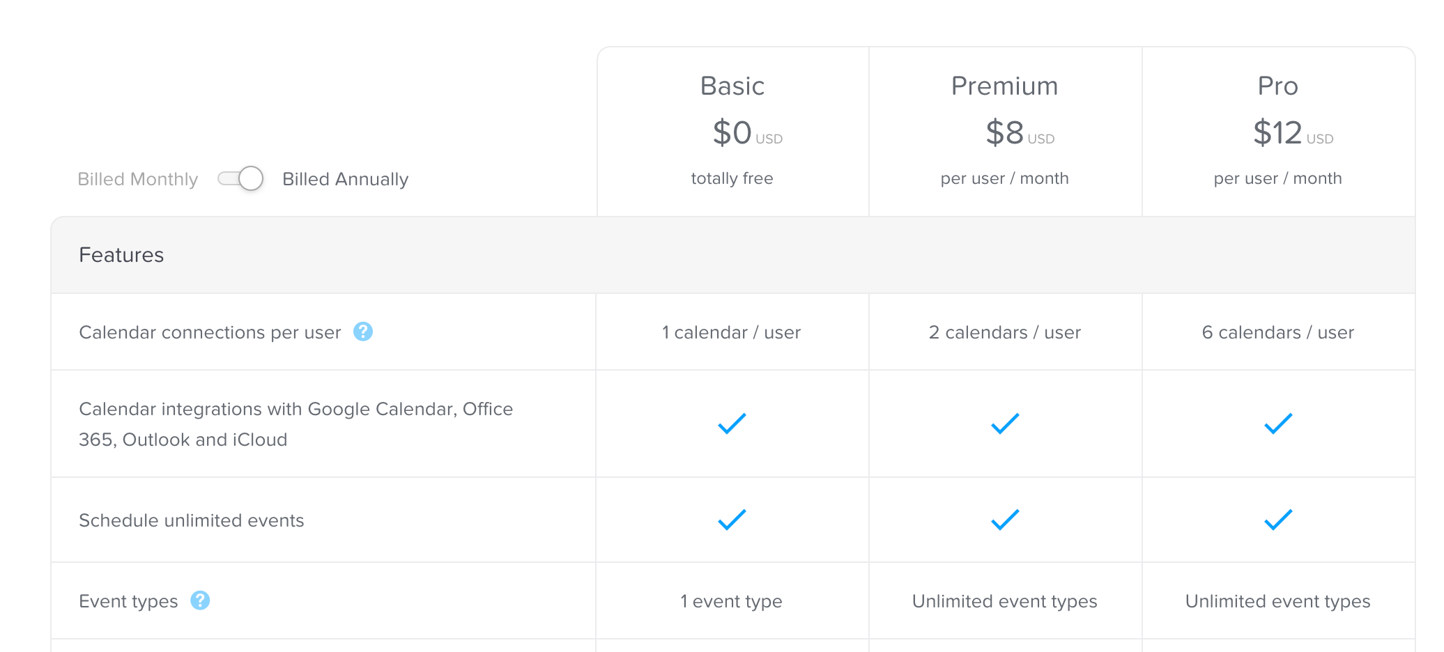 pricing for Calendly