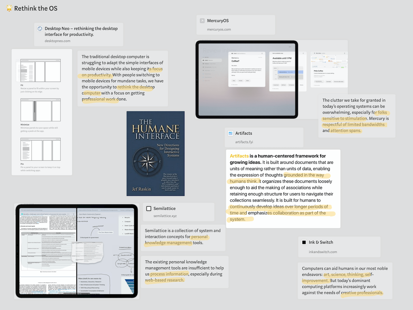 board collecting rethink-the-OS projects